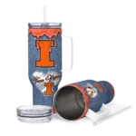 custom illinois fighting illini heart helmet motif blue curved tumbler best selling.webp