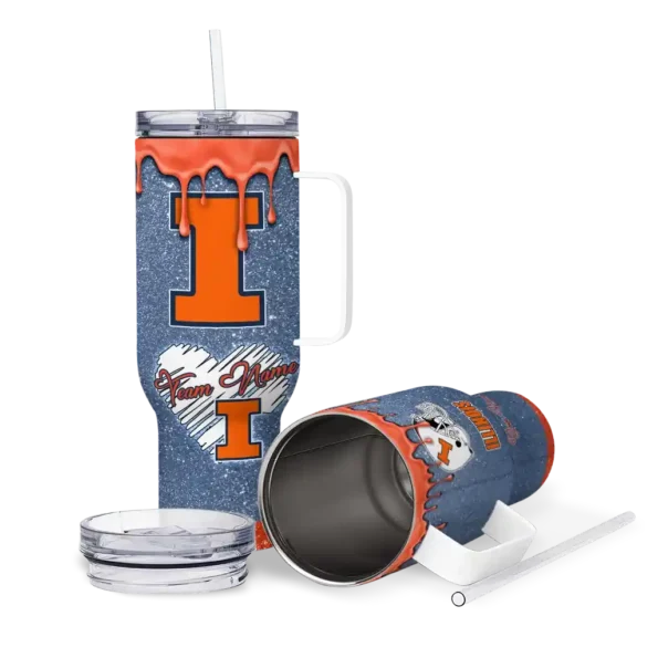 custom illinois fighting illini heart helmet motif blue curved tumbler high quality.webp