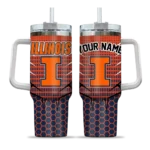 custom illinois fighting illini hex texture blue curved tumbler best selling.webp