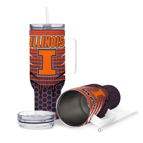 custom illinois fighting illini hex texture blue curved tumbler high quality.webp