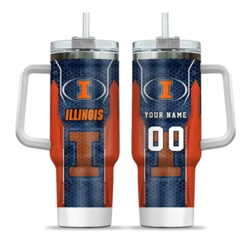 custom illinois fighting illini hexagon armor blue curved tumbler best selling.webp