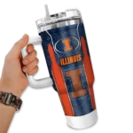 custom illinois fighting illini hexagon armor blue curved tumbler best selling.webp
