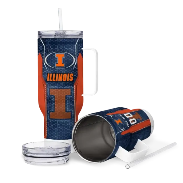 custom illinois fighting illini hexagon armor blue curved tumbler high quality.webp