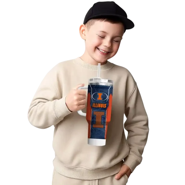custom illinois fighting illini hexagon armor blue curved tumbler latest model.webp