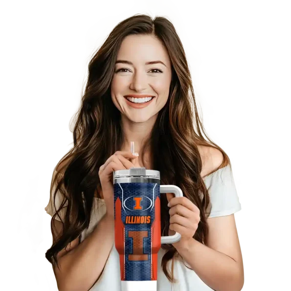 custom illinois fighting illini hexagon armor blue curved tumbler premium grade.webp