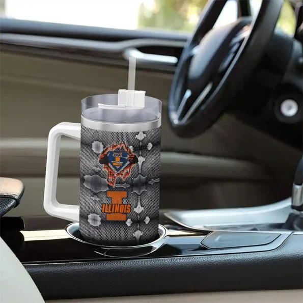 custom illinois fighting illini superman shield blue gray curved tumbler trendy.webp