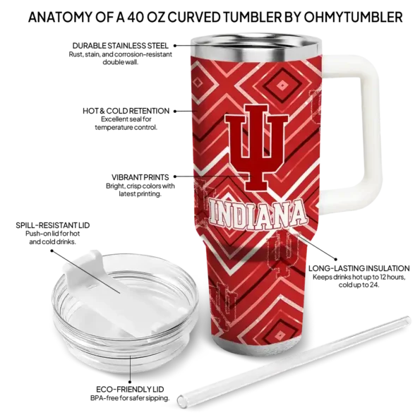 custom indiana hoosiers bold diamonds red curved tumbler new arrival.webp
