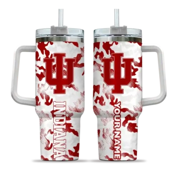 custom indiana hoosiers camo mashup red white curved tumbler best selling.webp