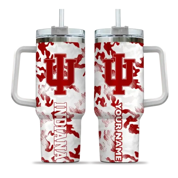 custom indiana hoosiers camo mashup red white curved tumbler best selling.webp