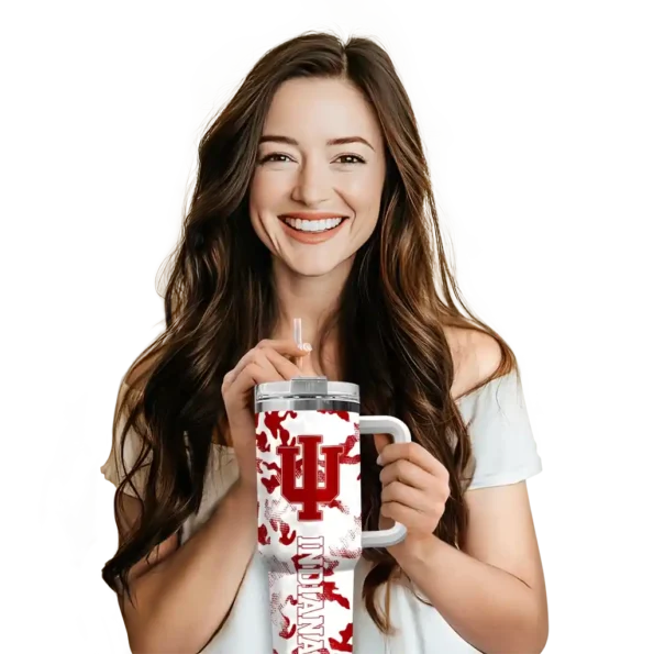 custom indiana hoosiers camo mashup red white curved tumbler premium grade.webp