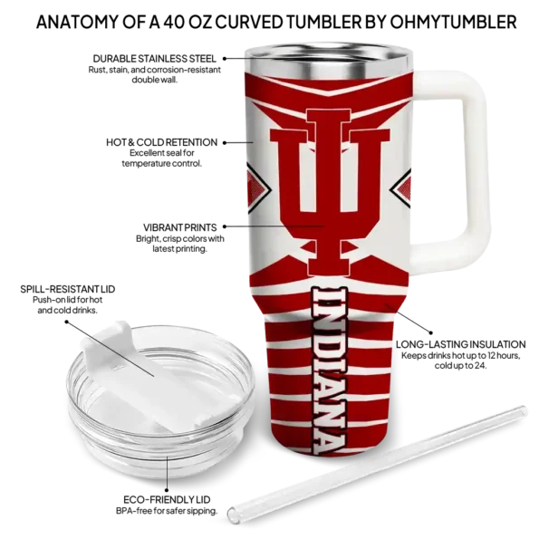 custom indiana hoosiers chevron layers red curved tumbler new arrival.webp