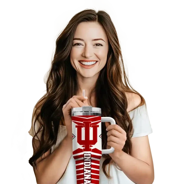 custom indiana hoosiers chevron layers red curved tumbler premium grade.webp