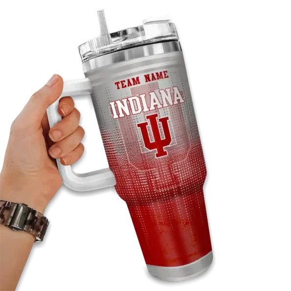 custom indiana hoosiers gradient dots red curved tumbler fashion forward.webp