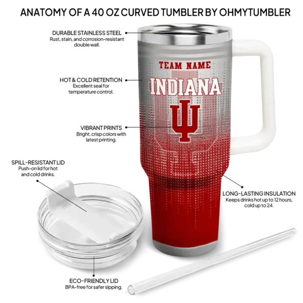 custom indiana hoosiers gradient dots red curved tumbler new arrival.webp