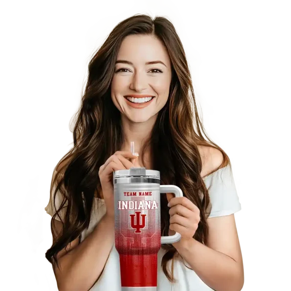 custom indiana hoosiers gradient dots red curved tumbler premium grade.webp