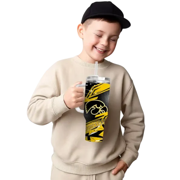 custom iowa hawkeyes abstract paths black curved tumbler latest model.webp