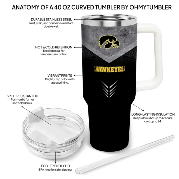 custom iowa hawkeyes arrow armor black curved tumbler new arrival.webp