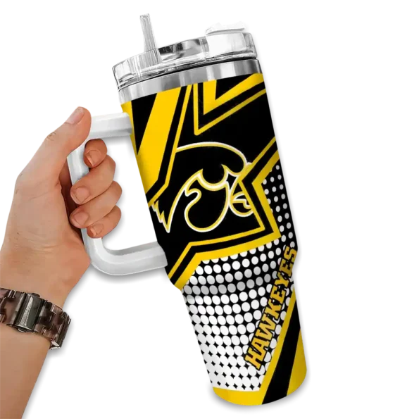 custom iowa hawkeyes arrow burst black curved tumbler fashion forward.webp