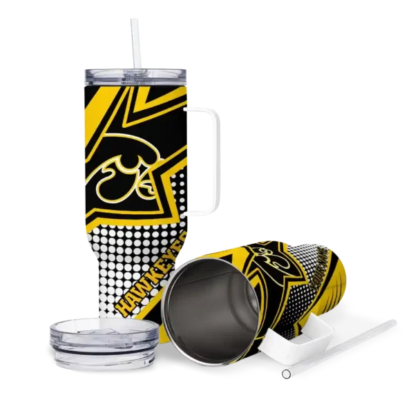 custom iowa hawkeyes arrow burst black curved tumbler high quality.webp