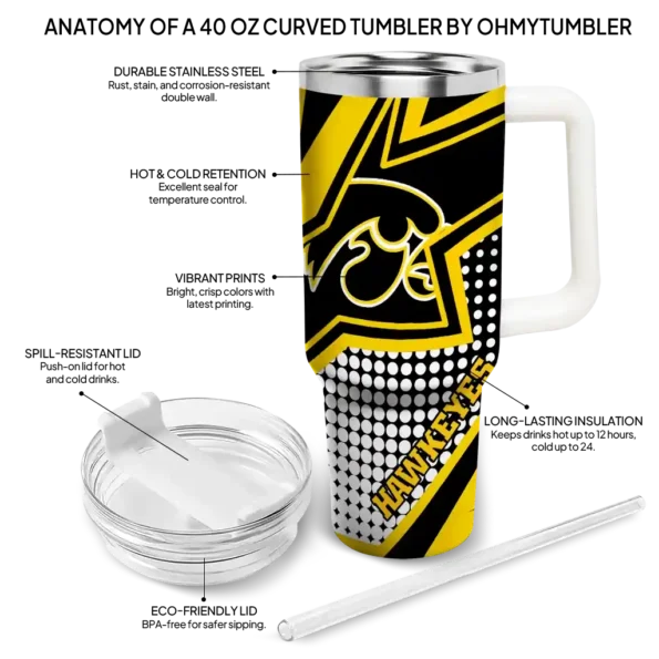 custom iowa hawkeyes arrow burst black curved tumbler new arrival.webp