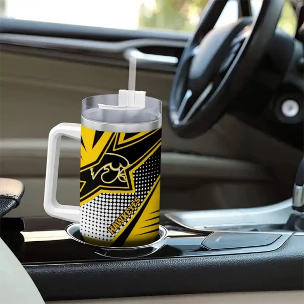 custom iowa hawkeyes arrow burst black curved tumbler trendy.webp