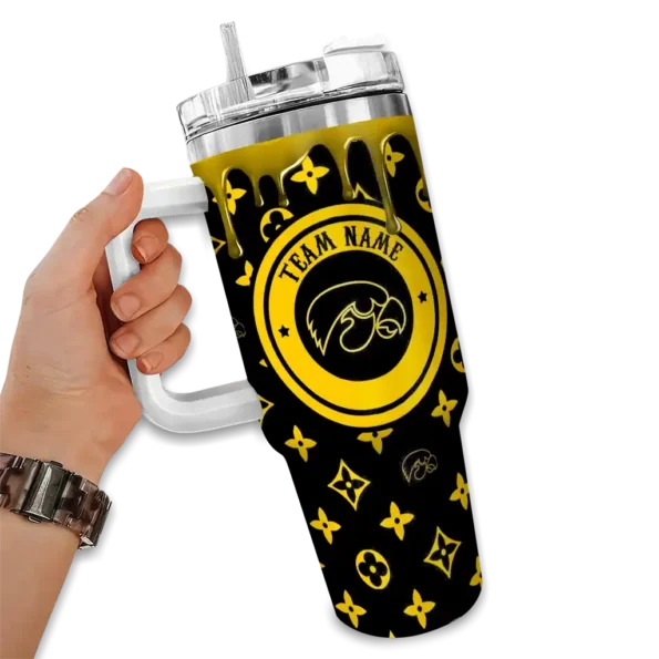custom iowa hawkeyes bullseye drips black curved tumbler fashion forward.webp