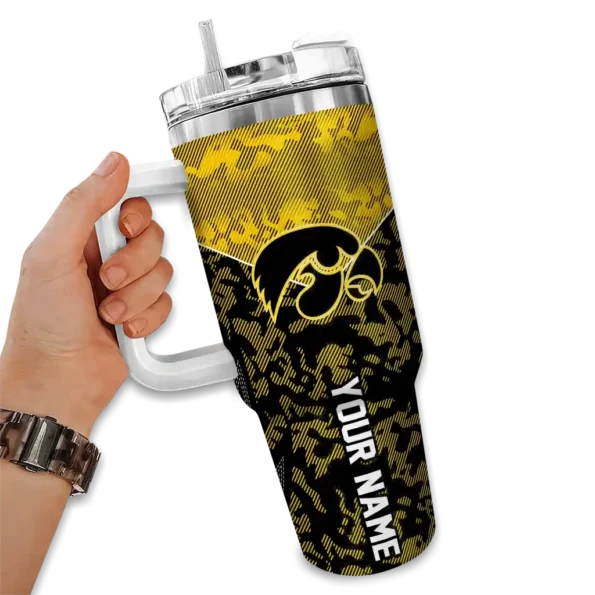custom iowa hawkeyes chevron stripe black curved tumbler fashion forward.webp