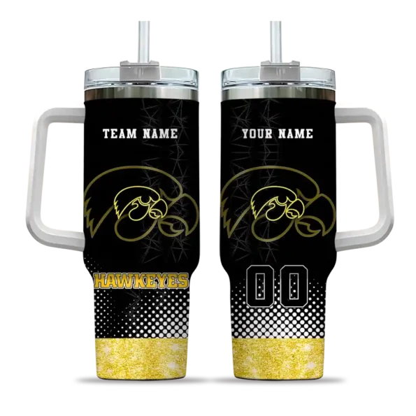 custom iowa hawkeyes geometric prism black curved tumbler best selling.webp