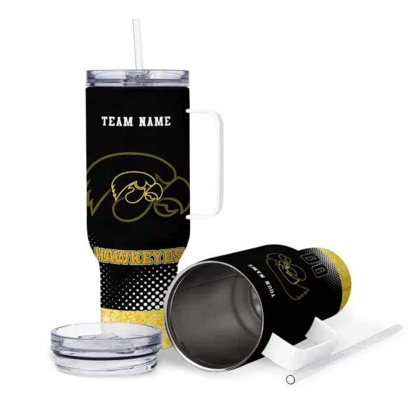 custom iowa hawkeyes geometric prism black curved tumbler high quality.webp