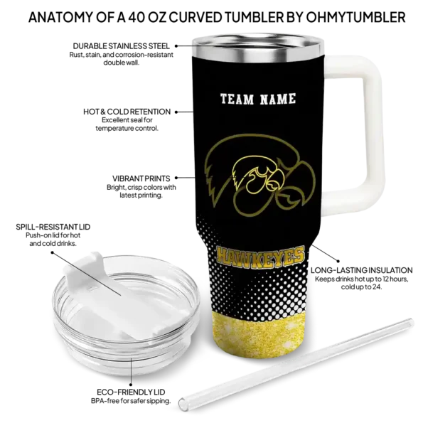 custom iowa hawkeyes geometric prism black curved tumbler new arrival.webp