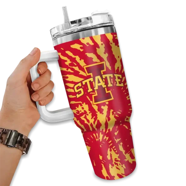 custom iowa state cyclones burst swirl red curved tumbler fashion forward.webp