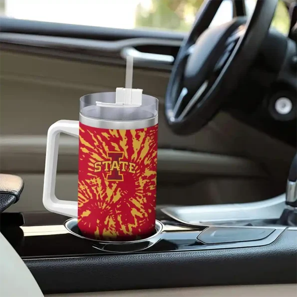 custom iowa state cyclones burst swirl red curved tumbler trendy.webp