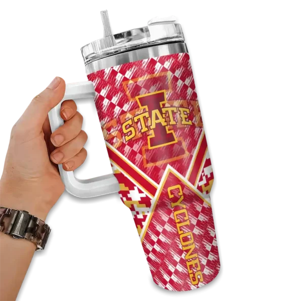 custom iowa state cyclones chevron angle red curved tumbler fashion forward.webp