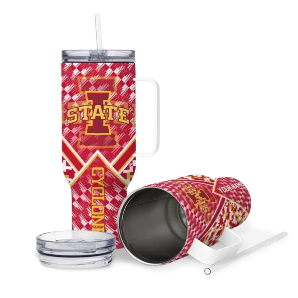 custom iowa state cyclones chevron angle red curved tumbler high quality.webp