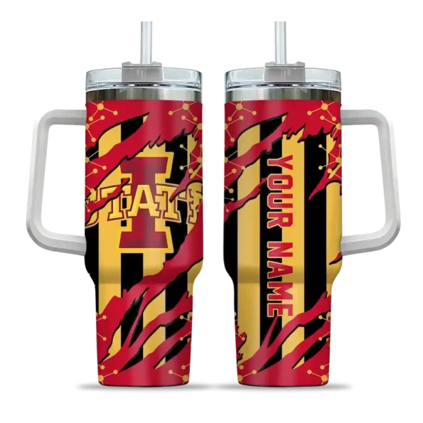 custom iowa state cyclones claw cut red black curved tumbler best selling.webp