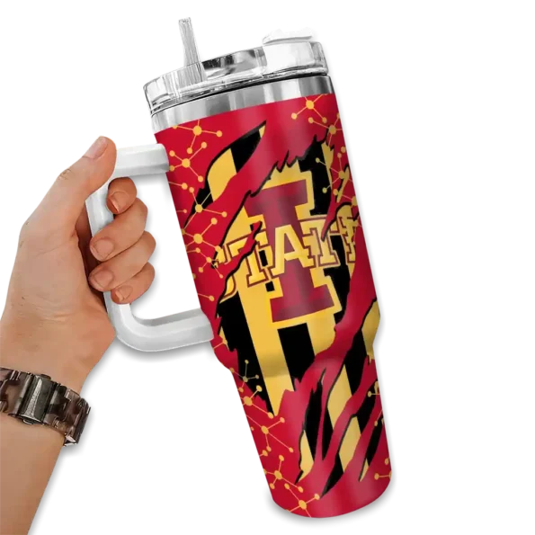 custom iowa state cyclones claw cut red black curved tumbler fashion forward.webp