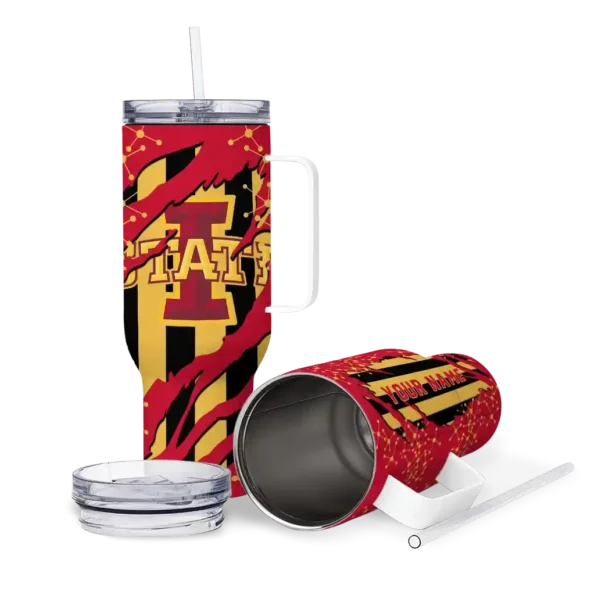 custom iowa state cyclones claw cut red black curved tumbler high quality.webp