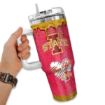 custom iowa state cyclones heart helmet motif red curved tumbler best selling.webp