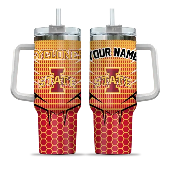 custom iowa state cyclones hex texture red curved tumbler best selling.webp
