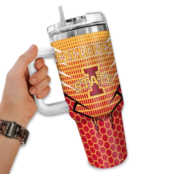 custom iowa state cyclones hex texture red curved tumbler fashion forward.webp