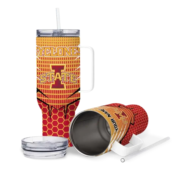 custom iowa state cyclones hex texture red curved tumbler high quality.webp