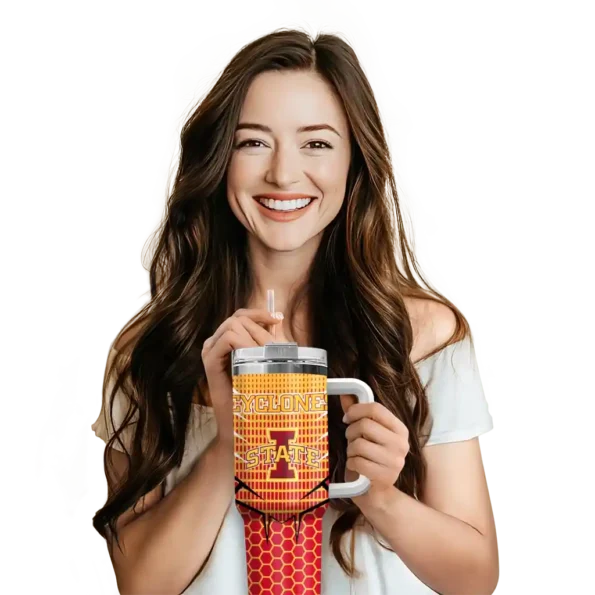 custom iowa state cyclones hex texture red curved tumbler premium grade.webp
