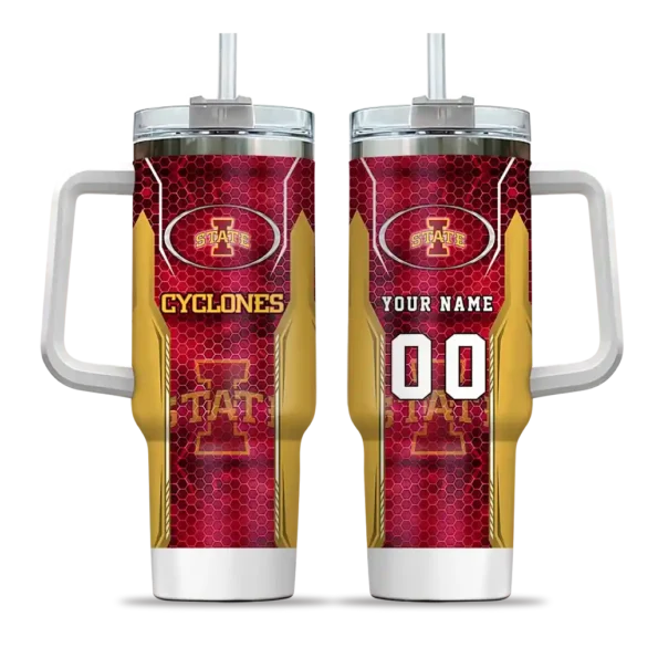 custom iowa state cyclones hexagon armor red curved tumbler best selling.webp