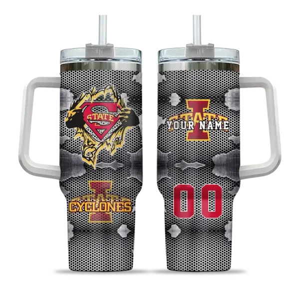 custom iowa state cyclones superman shield red gray curved tumbler best selling.webp