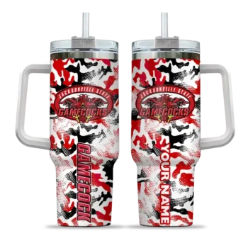 custom jacksonville state gamecocks camo mashup red white curved tumbler best selling.webp