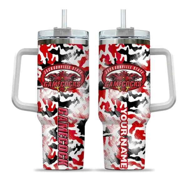 custom jacksonville state gamecocks camo mashup red white curved tumbler best selling.webp