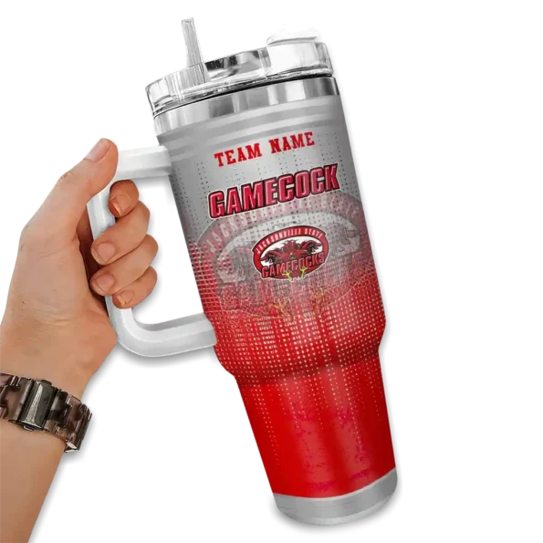 custom jacksonville state gamecocks gradient dots red curved tumbler fashion forward.webp