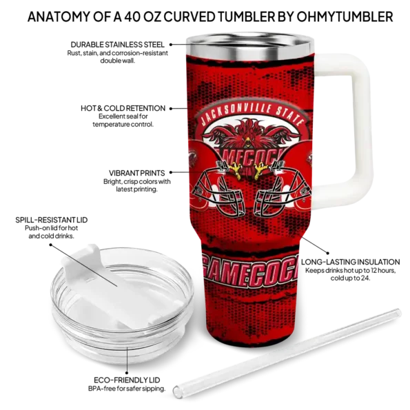 custom jacksonville state gamecocks honey streaks red curved tumbler new arrival.webp