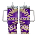custom james madison dukes abstract paths purple curved tumbler best selling.webp
