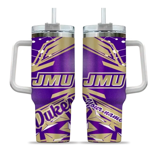custom james madison dukes abstract paths purple curved tumbler best selling.webp